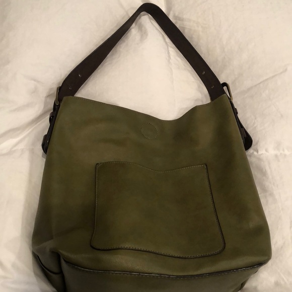 Olive colored vegan leather handbag - Picture 1 of 4
